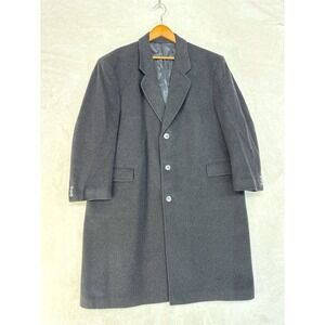 Di Silver Black Cashmere Overcoat Size 52 Italy Czech Made Luxury Coat      (F8)